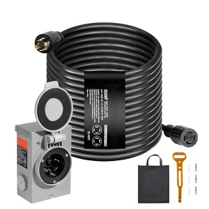 VEVOR 30 Amp Generator Cord and Power Inlet Box Kit, 25 FT, NEMA L14-30P/L14-30R STW 10 AWG Generator Power Extension Cord, Black - 1 of 4