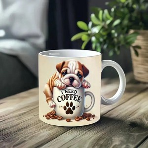 1pc_Dog And Coffee ceramic cup 11 ounces, coffee/tea/wine glass, suitable for Valentine's Day, birthdays, home decor - 1 of 4