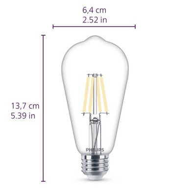 Philips Clear Glass Vintage LED Dimmable Bulbs, 2-Pack