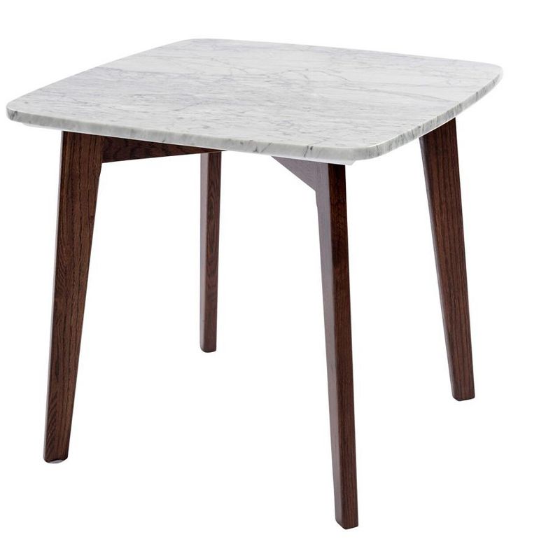 The Bianco Collection Gavia 19.5" Square Italian Carrara White Marble Side Table, 2 of 10