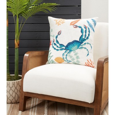 Coastal Crab Design 20" Cotton Throw Pillow
