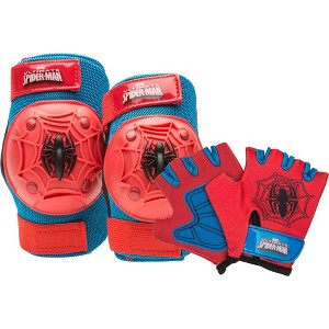 Spider-Man Kids' Bike Pad and Glove Set - Blue/Red - 1 of 4