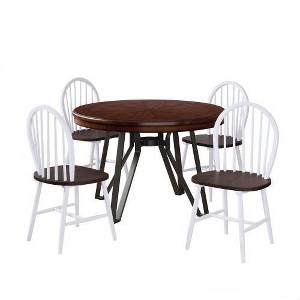Christopher Knight Home Aria 5pc Wood and Iron Dining Set White/Brown - 1 of 4