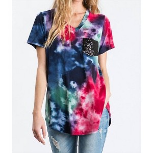 Women's Splatter Tie Dye Sequin Top - HEIMISH USA - 1 of 3