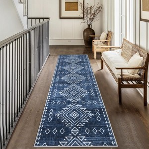 COZONY Runner Rug, Washable Geometric Vintage Carpet, Non-Slip Low Pile Mat, Distressed for Entryway Hallway Kitchen Laundry Room - 1 of 4