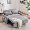 CLIHOME 55.1" Pull Out Sleeper Sofa Bed Loveseats Sofa Couch with Adjustable Backrest, Storage Pockets, 2 Soft Pillows - 2 of 4