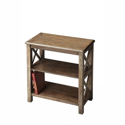 HomeRoots 25" Brown Wood Two Tier Bookcase