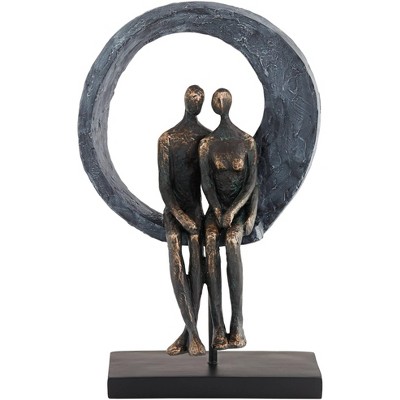 Studio 55D Abstract Couple 12" High Antique Brass Sculpture