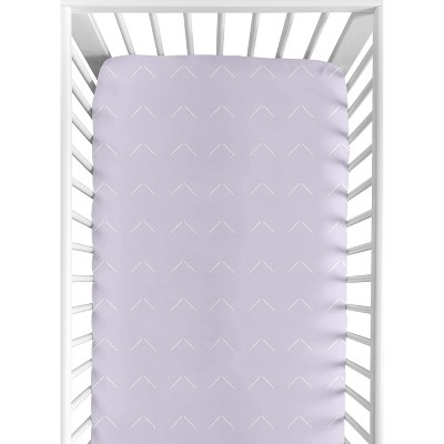 Image of Sweet Jojo Designs Girl Baby Fitted Crib Sheet Woodland Arrow Purple and White