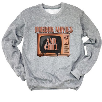 Simply Sage Market Women's Graphic Sweatshirt Horror Movies and Chill TV