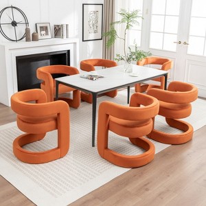SEYNAR Modern Velvet E-Shaped Open Back Dining chair Set of 6 - 1 of 4