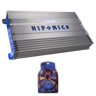 Hifonics BG-2500.1D Brutus 2500 Watt Car Audio Sound System Subwoofer Speaker Amplifier & QPower Super Flex 4 Gauge Amp Wiring Kit