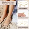 Unique Bargains 14K Gold Plated Dainty Heart Women's Ankle Bracelets with Box - 2 of 4