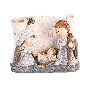 Dicksons Nativity Holy Family On Scroll City - 4.75 x 3.75 Inch Multicolor Resin Collectible Tabletop Figurine - 1 of 1