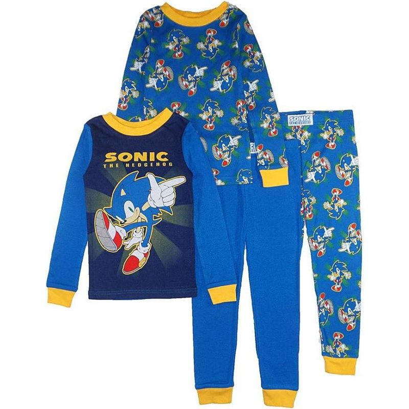 Sonic The Hedgehog Little/Big Boy's 4-Piece Cotton Pajama Set, 1 of 7
