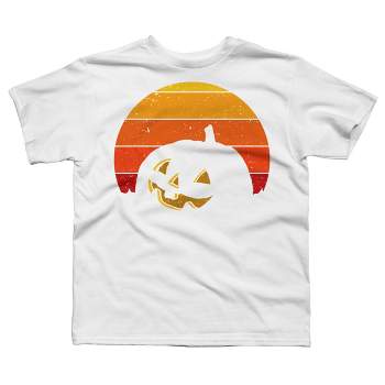 Boy's Design By Humans Vintage Retro Sunset Halloween Pumpkin I By lemonpepper T-Shirt