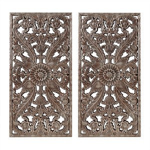 Gulches Distressed Carved Wood 2-piece Wall Decor Set - 1 of 4