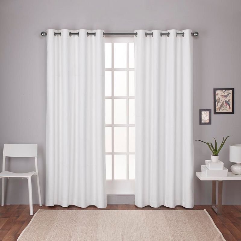 Exclusive Home London Textured Linen Room Darkening Blackout Grommet Top Curtain Panel Pair, 54"x84", Winter White, 1 of 5