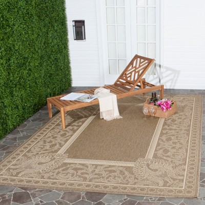 Rectangular Brown/Natural Stain-Resistant Synthetic 5' x 7' Rug