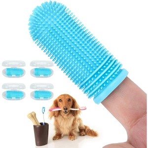 Belatt Dog Finger Toothbrush 4-Pack, 360° Silicone Bristles, Reusable, Storage Case Included, Puppy & Cat Pet Toothbrush for Daily Dental Cleaning - 1 of 4