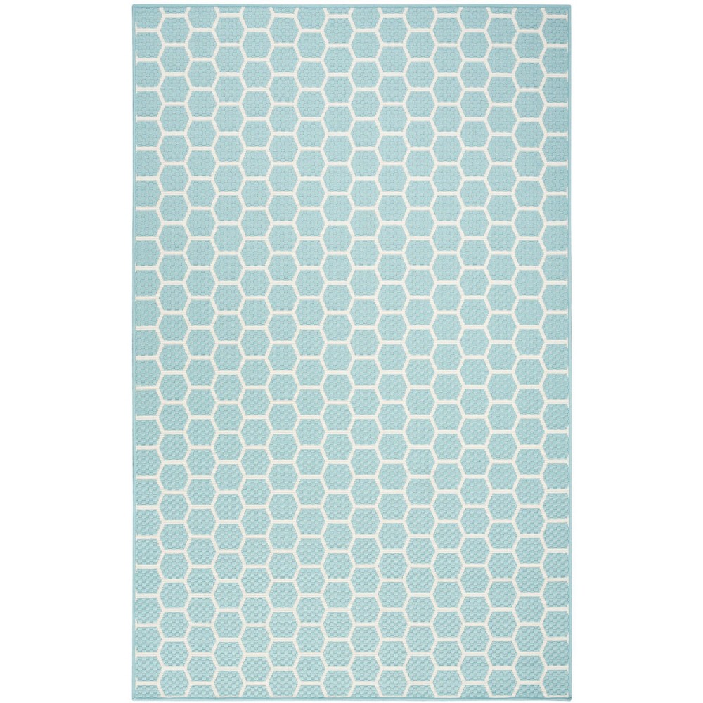 Photos - Doormat Nourison 6'x9' Reversible Basics Woven Indoor/Outdoor Area Rug Aqua Blue 