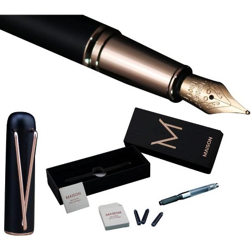 Luxury Fountain Pen Medium Nib Business Gift Black Golden Ink Pen