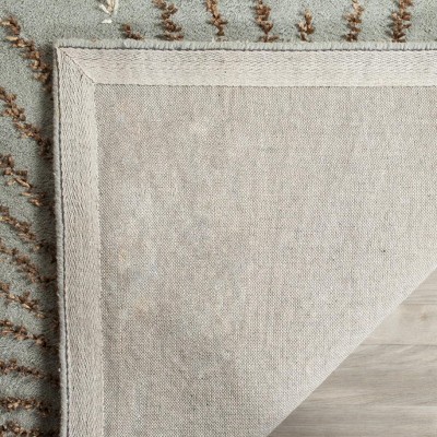 Handmade Light Blue and Multi Wool Square Rug