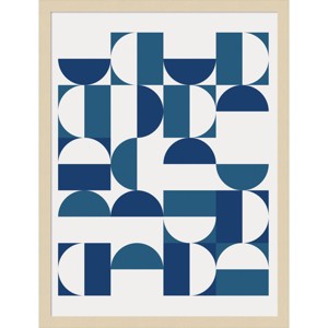 19" x 25" Bauhaus Inspired Geometric Print in Blue and Teal by The Creative Bunch Studio Wood Framed Wall Art Print - Amanti Art - 1 of 4
