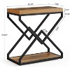 Tribesigns End Table, Wooden Side Table with Storage and X-Shaped Metal Frame, Small Narrow Bedside Accent Table for Bedroom, Brown & Black - 2 of 4