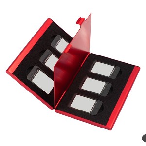 Insten Game Card Case For Nintendo Switch and OLED Model Games Storage Aluminum Portable Holder, 6 Game Slots, Red - 1 of 4