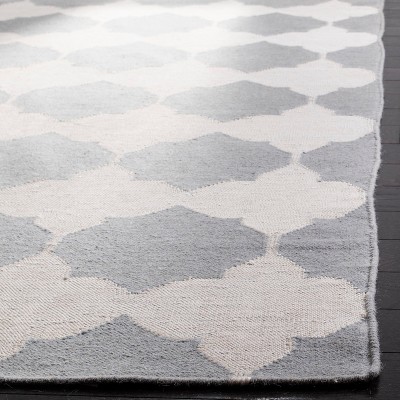 Handwoven Geometric Gray & Ivory Wool Square Rug - 7' x 7'