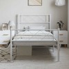 vidaXL Twin XL Metal Bed Frames with Headboard, Under Bed Storage, Noise Free, White, No Mattress - 3 of 4