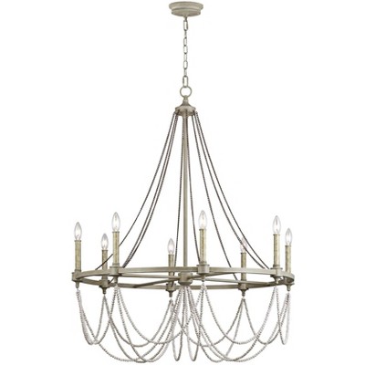 Feiss Beverly 36" Wide French Washed Oak Wagon Wheel Chandelier