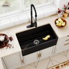 CASAINC 30'' Rectangular Single Bowl Fireclay Farmhouse Apron Kitchen Sink with Pulldown Faucet, Matte Black - 2 of 4
