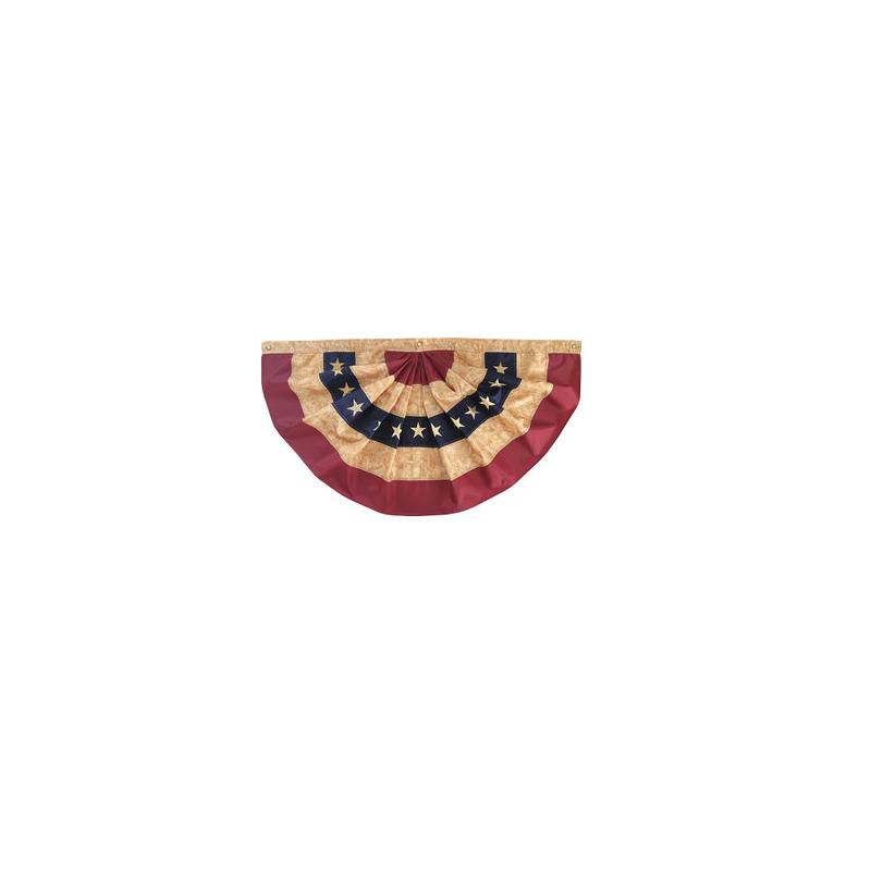 Briarwood Lane Tea Stained Patriotic Embroidered Bunting USA 48" x 24" Pleated Banner with Brass Grommets, 2 of 5