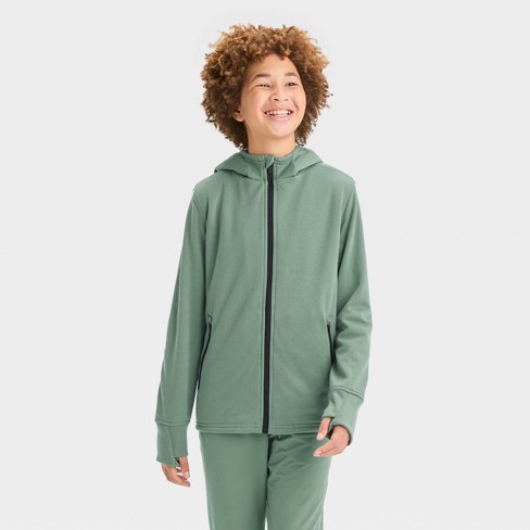 Women's Full Zip Fleece Hoodie - All In Motion™ Green S : Target