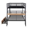 YOOCOZZ Full Size Metal Bunk Bed with Built-in Desk, Light and 2 Drawers - Black - 4 of 4