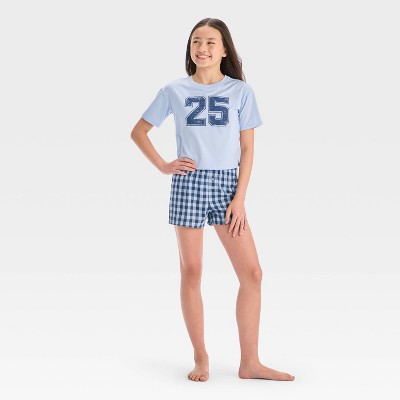 Girls' 2pc Short Sleeve T-Shirt & Boxer Shorts Pajama Set - art class™