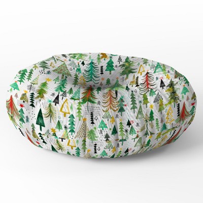 Ninola Design Colorful Christmas Trees Yuletide Round Floor Pillow - Deny Designs