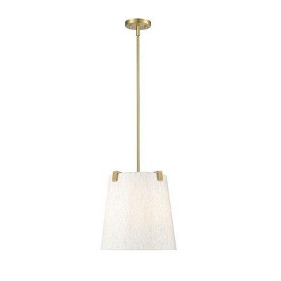 Weston 13" Modern Gold Steel Pendant Light with Cream Shade