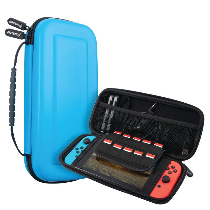 Insten Carrying Case For Nintendo Switch & OLED Model Console with 10 Game Slots, Hard Travel Case for Joycon and Adapter, Blue, 1 of 10