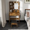 KWPZQEB Makeup Vanity Desk with Mirror & Lights, Vanity Table with 2 Drawers, Stool & Hairdryer Holder, Adjustable Brightness Dressing Table - 2 of 4