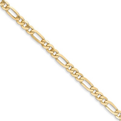 Black Bow Jewelry 3.25mm 14k Yellow Gold Solid Flat Figaro Chain Necklace