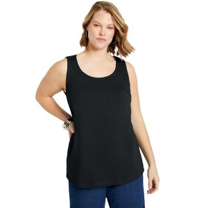 June + Vie by Roaman's Women's Plus Size Scoopneck One + Only Tank Top - 1 of 4