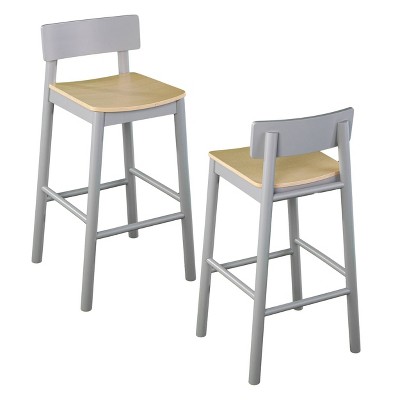 Set of 2 Poyor 37.5" Two-Tone Counter Height Barstools Gray/Natural - Aiden Lane