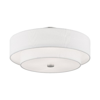 Swaney 18" Brushed Nickel Drum Ceiling Light with Glass Diffuser