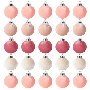 Orieon 25PCS Classic Velvet Christmas Ball Ornaments, 2.36 Inch Shatterproof Xmas Tree Decorations, Soft Plush Holiday Home & Party Decor, Pink - 1 of 4