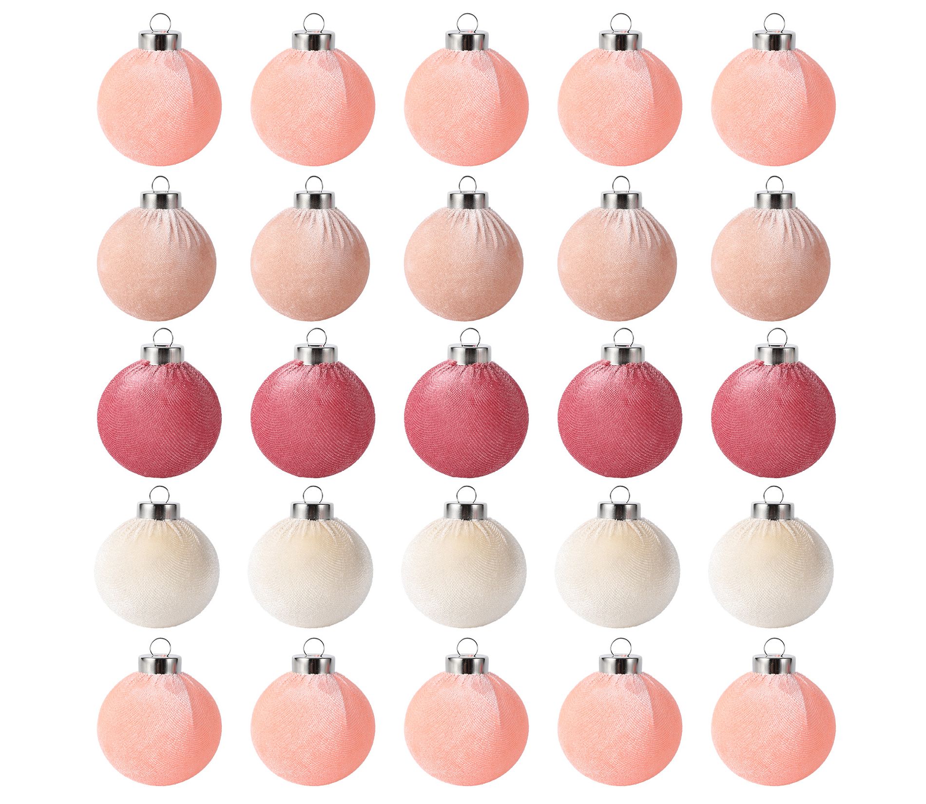 Orieon 25PCS Classic Velvet Christmas Ball Ornaments, 2.36 Inch Shatterproof Xmas Tree Decorations, Soft Plush Holiday Home & Party Decor, Pink
