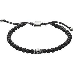 Men's Bracelet in Stainless Steel, Genuine Leather and Beads, Casual Multimaterial Jewelry for Men - 1 of 4