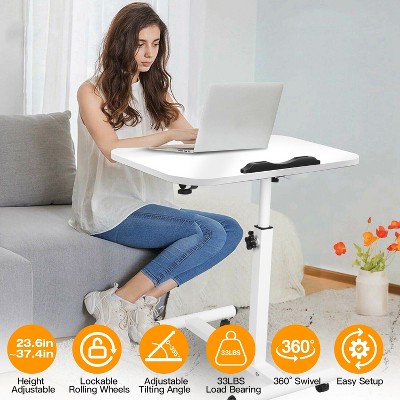 KTMBDW Small Standing Desk Adjustable Height, Mobile Stand Up Desk with Wheels, 23.6 Inch Portable Rolling Desks for Walking Pad Treadmill